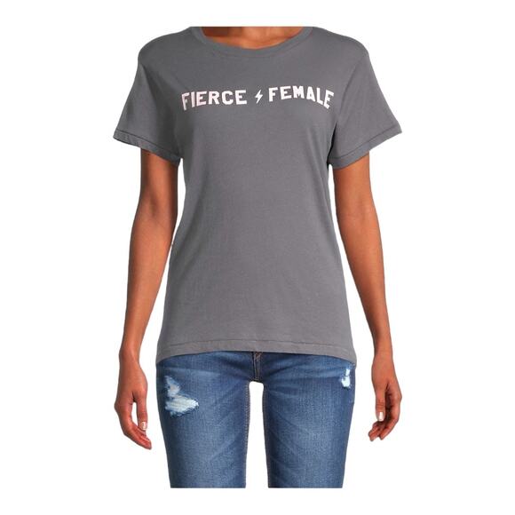 Wildfox Fierce Female gray Graphic T-Shirt short sleeve size small - Picture 1 of 6